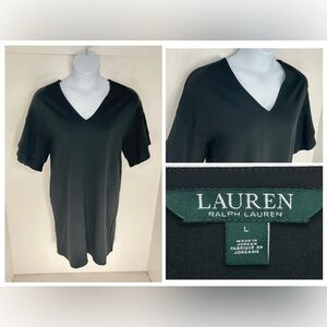 Lauren Ralph Lauren Shift Dress Size Large Black Flutter Bell Sleeve Cocktail